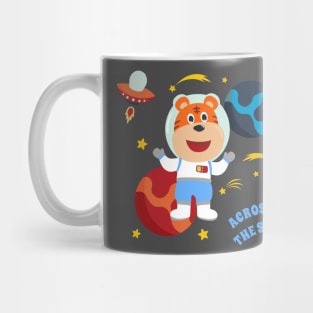 Space dog or astronaut in a space suit with cartoon style. Mug